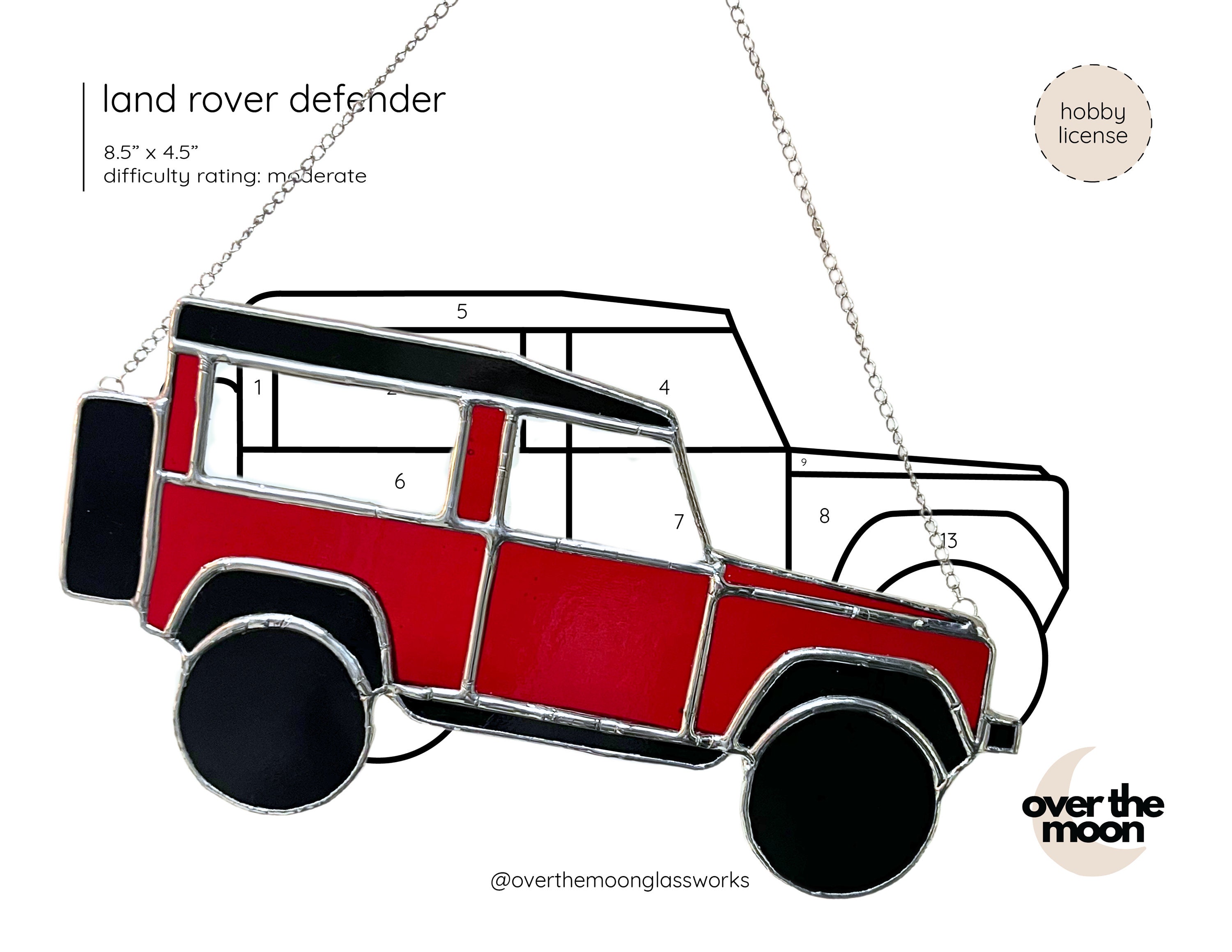 Stained Glass Land Rover Defender Pattern, Landrover Template Design ...