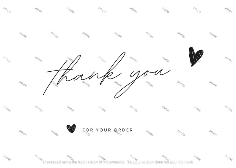Thank You Printable Card, Instant Download PDF, Thank You Card Etsy