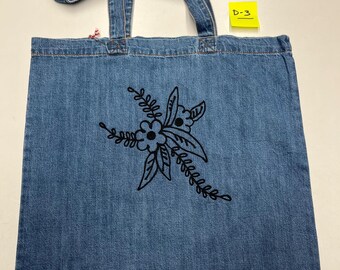 Handmade Denim Tote bags with Chainstitch embroidery