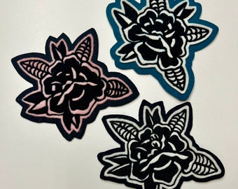 Traditional Flower Chainstitch Embroidered  Patch