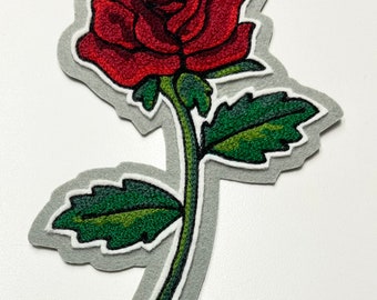 Red Rose Chainstitch Embroidered patch