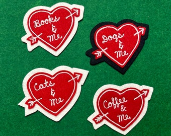 Chainstitch Embroidered, customizable patch. Dogs, Cats, Coffee, or Books and Me!