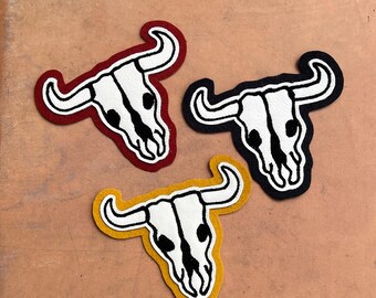 Southwestern Cow Skull Chainstitch Embroidered Patch