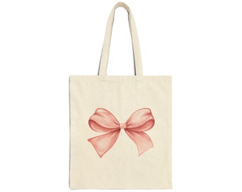 Pink Bow Canvas Tote Bag