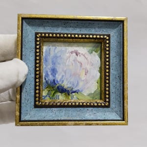 Framed Peony Oil Painting: Small Floral Wall Art