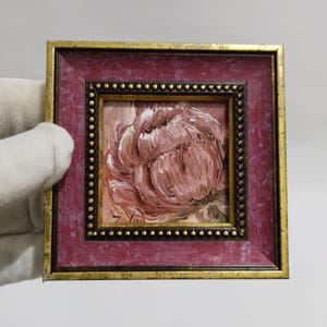 Flower oil painting original framed mini wall art painting home decor handmade design home gift for mother painting,miniature gift