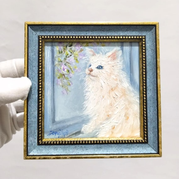 白猫 油絵 Amazon co jp 猫 絵画 白猫 油絵 油彩画 高橋伸子 決定