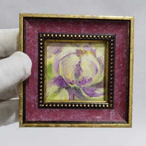 Flower oil painting original framed mini wall art painting home decor handmade design home gift for mother painting,miniature gift