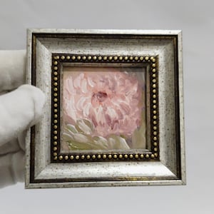Peony original oil painting framed,Small painting pink flowers,Unique peony wall art,Floral art Mother&#39;s Day gift for women