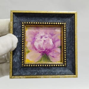 Pink rose painting original handmade mini framed wall art living room,gift for girlfriend,gift for friend,gift for mother