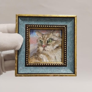 Portrait de chat, peinture de chat, peinture à l'huile originale encadrée, décoration d'intérieur, chambre d'enfants et cadeau pour les amoureux des chats, cadeau artistique pour petite amie
