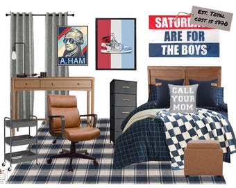 Red and Navy Boy Dorm Room Design