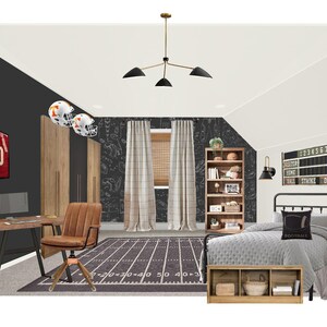 2 Opzioni - Design della camera da letto per ragazzi con sport neutri