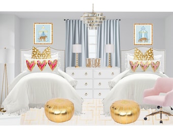Gold and Colorful Classy Dorm Room