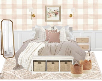 Pink Plaid Girls Room