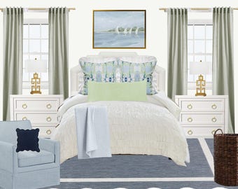 Dormitorio de apartamento con diseño preppy