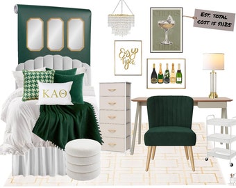 Aménagement d'un dortoir vert et or