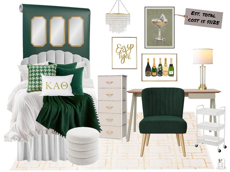 Green and Gold Dorm Room Design - Etsy