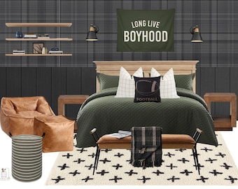 Green and Black Boy Bedroom Design