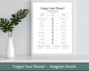Bathroom Anagram Puzzle: 'Forgot Your Phone?' Wall Art (Digital Download)