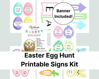 Cartelli per la caccia alle uova, caccia alle uova di Pasqua, stampabili, DOWNLOAD DIGITALE