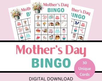 Gioco del Bingo per la Festa della Mamma: 30 schede stampabili (download digitale)