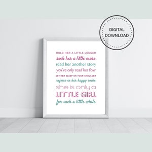 Little Girl Nursery Poem, Nursery Quote, Nursery Wall Art, Little Girl Room Decor, Printable, Digital Download