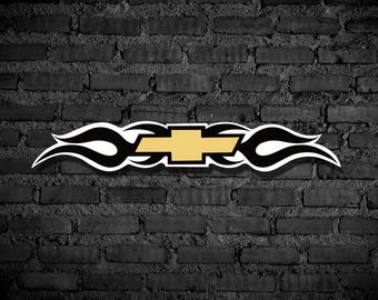 Chevy Sticker Weatherproof Glossy or Protective with Flames Chevy Tramp Stamp Sticker