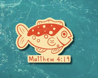 Bible Verse Sticker Matthew 4:19 Fishers of men Jesus Christ Sticker