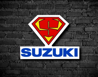 Suzuki Superman Weatherproof Vinyl Sticker: Hand-Cut, Multiple sizes
