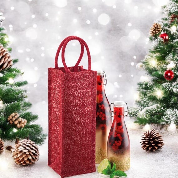 Christmas Gift Bag Shimmery Gift Bag for Presents Bottle Bag