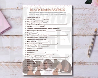 Black Mama Sayings Baby Shower Game