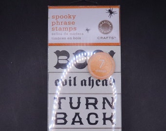 Martha Stewart Crafts - Gruselige Phrase schwarze Gummistempel (BNIP)