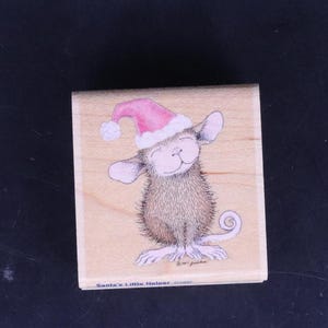 Stampabilities Souris domestique Petit assistant du père Noël HMD1012 Tampon en bois en bois 2004