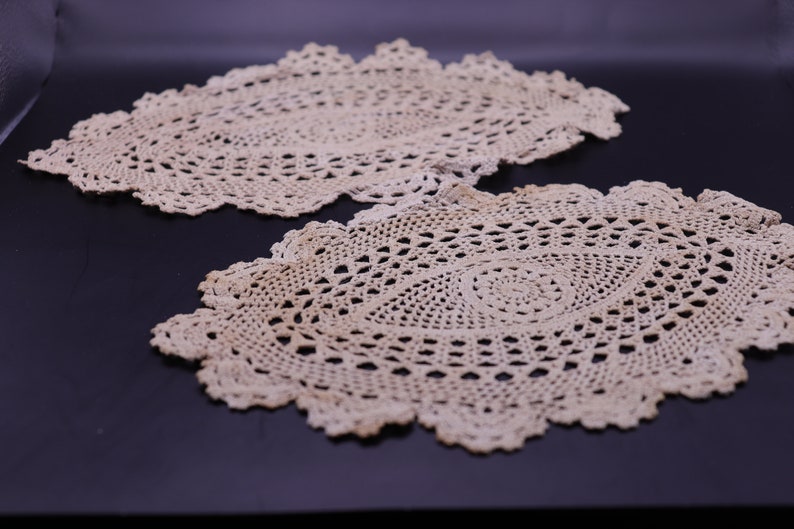 Ten Assorted Handmade Doilies of Various Sizes 12x7 Oval 8