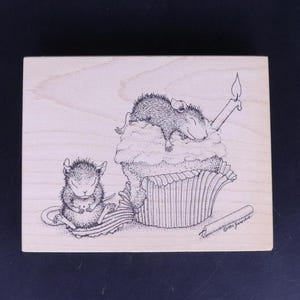 Tampon en bois pour petit gâteau d'anniversaire de petite souris Rosa Rosa, 1998