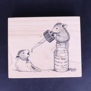 Sello de goma de madera con forma de ratón de la casa de Stampa Rosa, 10 unidades, 2000