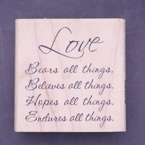 Wood Block Love Sentiment Stamp