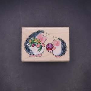 Tampon en caoutchouc vintage par Penny Black, « Easter Exchange » 3617J, contrecollé sur bloc de bois de Margaret Sherry