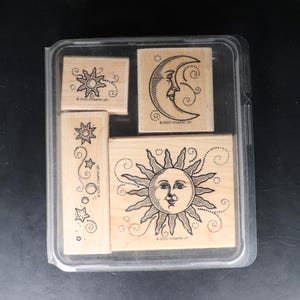 C'est bon ! Jeu d'estampes Soleil, lune et étoiles - Retraité, rare