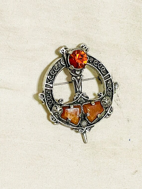 Vintage Designer MIRACLE Celtic Sword Pin Brooch ~