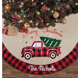 Christmas Tree Skirt 48 Inch Buffalo Checked Tree Skirt Snowman Decorations Rustic Vintage Farmhouse Christmas  Snowflake Xmas Tree Skirt