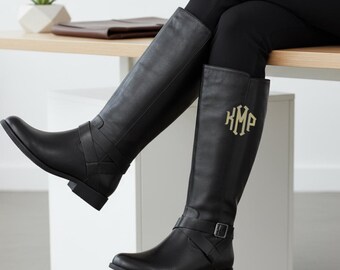 Monogrammed Knee High Riding Boots Embroidered Monogram Personalized Gifts