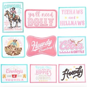 Western Gestickte Trucker Hat Patches Eisen auf Cowboy Cowgirl Social Club Hüte Aufnäher 9 Stk