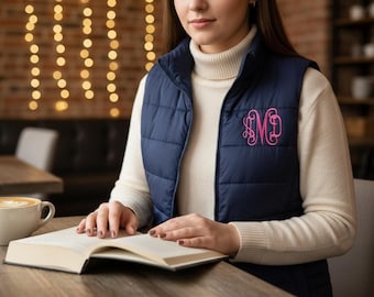 Chaleco acolchado con monograma Regalos con monograma bordado para su chaqueta de invierno