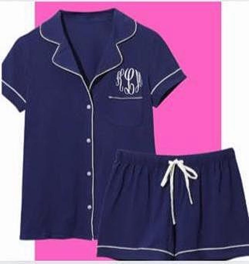 Monogram Pyjamas Monogrammed Pajama Set: Embroidered Initial Gifts - Etsy