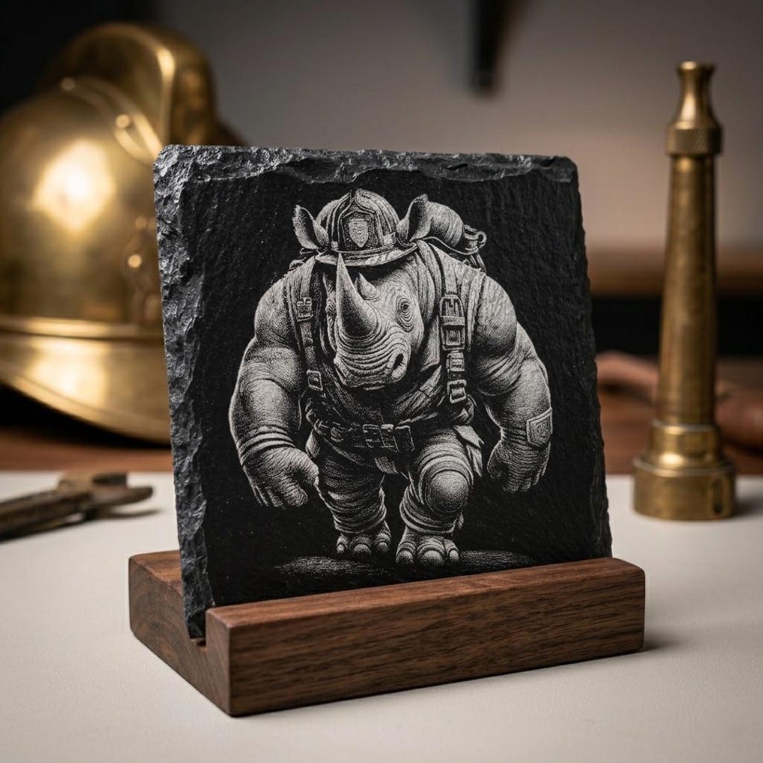 Firefighter Coasters | Tactical Animal Art (set of 4) - Etsy