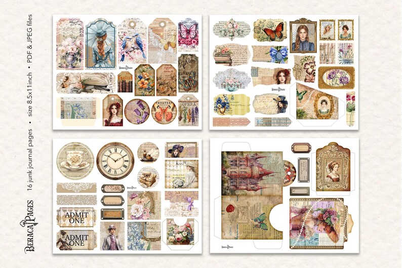 Victorian Ladies Junk Journal Kit: Vintage Ephemera (digital Download ...
