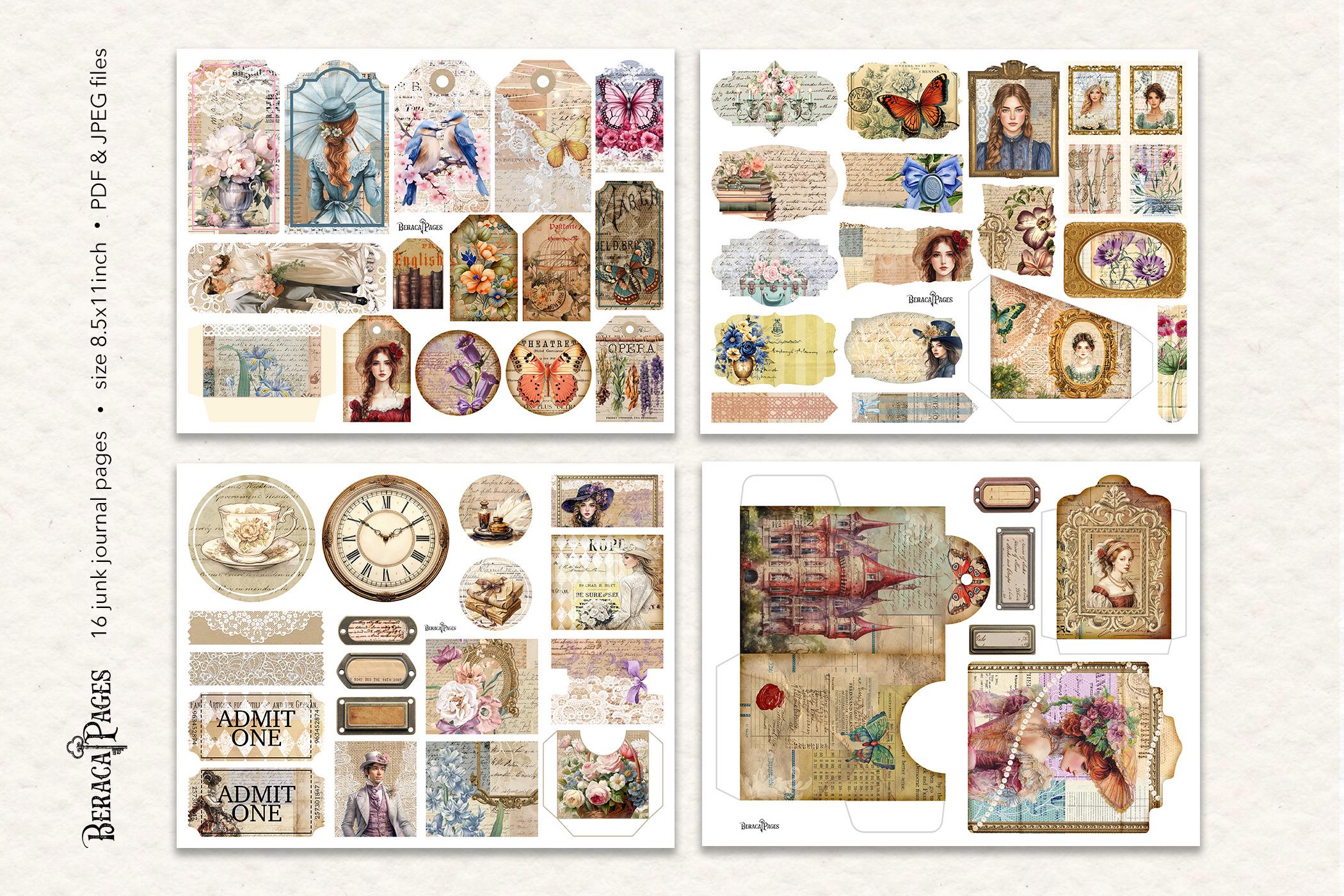 Victorian Ladies Junk Journal Kit: Vintage Ephemera (digital Download ...