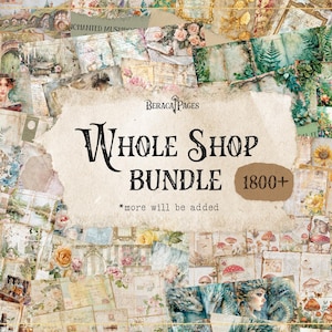 Junk Journal Bundle Kit, Whole Shop Bundle, Vintage Ephemera Paper, Add-on Kit, Scrapbok Journal (Digital Download)